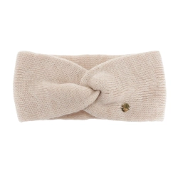 Opaska zimowa damska, dwuwarstwowa, jasnobeżowa, 100% wełniana merino, Melora-1