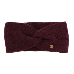 Opaska zimowa damska, dwuwarstwowa, burgundowa, 100% wełniana merino, Melora-1
