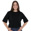 Koszulka T-shirt damska, oversize, czarna, 100% wełniana merino Norvera-1