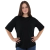 Koszulka T-shirt damska, oversize, czarna, 100% wełniana merino Norvera-6