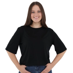 Koszulka T-shirt damska, oversize, czarna, 100% wełniana merino Norvera-1