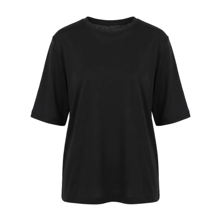 Koszulka T-shirt damska, oversize, czarna, 100% wełniana merino Norvera-2