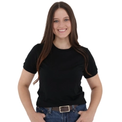 Koszulka T-shirt damska, slim, czarna, 100% wełniana merino Montiva-1