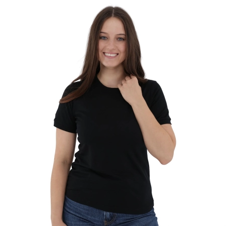 Koszulka T-shirt damska, slim, czarna, 100% wełniana merino Montiva-6