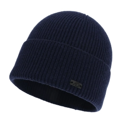 Czapka zimowa męska, granatowa, wełna merino z kaszmirem, Montario-1
