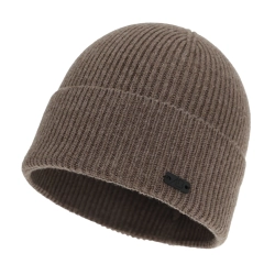 Czapka zimowa męska, brązowa, wełna merino z kaszmirem, Montario-1