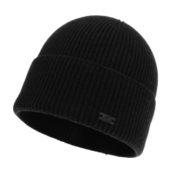 Czapka zimowa męska, czarna, wełna merino z kaszmirem, Montario-1