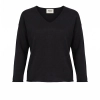Sweter damski w serek, czarny, 100% wełniany merino Merila-2