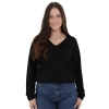 Sweter damski w serek, czarny, 100% wełniany merino Merila-5