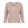 Sweter damski w serek, beżowy, 100% wełniana merino Merila-2