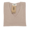 Sweter damski w serek, beżowy, 100% wełniana merino Merila-4