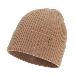 Czapka damska zimowa, wiosenna, camel, 100% wełniana merino Valenza-1