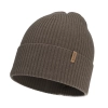 Czapka damska zimowa, wiosenna, ciemnobeżowa, 100% wełniana merino Valenza-1