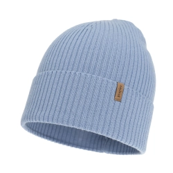Czapka damska zimowa, wiosenna, niebieska, 100% wełniana merino Valenza-1