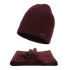 Czapka i szalik damski zimowy komplet, burgundowy, 100% wełniany merino Melpomena-1