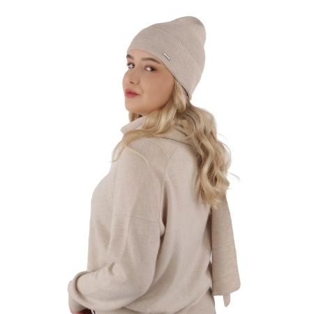 Czapka i szalik damski zimowy komplet, burgundowy, 100% wełniany merino Melpomena-2