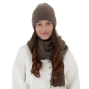 Czapka i szalik damski, zimowy komplet, brązowy, wełna merino z kaszmirem, Limera-1