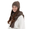 Czapka i szalik damski, zimowy komplet, brązowy, wełna merino z kaszmirem, Limera-2