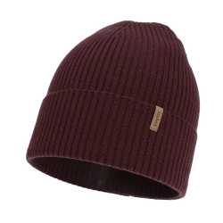 Czapka damska zimowa, wiosenna, burgundowa, 100% wełniana merino Valenza-1
