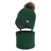 Czapka i komin dla chłopca, zimowy komplet, zielony, z wełną merino, Ziller-1