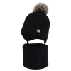 Czapka i komin dla chłopca, zimowy komplet, czarny, z wełną merino, Ziller-1