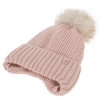 Czapka i komin dla dziewczynki, zimowy komplet, różowy 100% wełniany merino, z pomponem Kivora-3