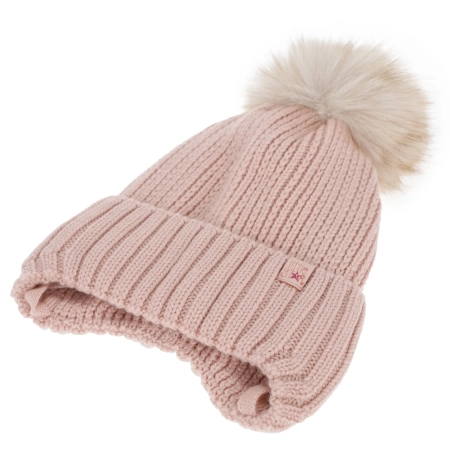 Czapka i komin dla dziewczynki, zimowy komplet, fioletowy, 100% wełniany merino, z pomponem Kivora-3