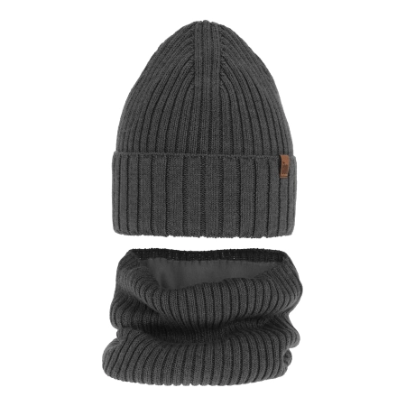 Czapka i komin dla chłopca zimowy komplet, szary, wełniany Metis-2