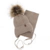 Czapka i komin dla chłopca zimowy komplet, niebieski, 100% wełniany merino, wiązany Juno-3