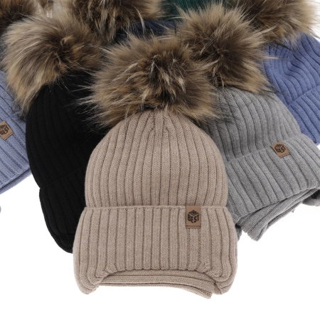 Czapka i komin dla chłopca zimowy komplet, niebieski, 100% wełniany merino, wiązany Juno-4