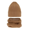 Czapka i komin dla dziewczynki zimowy komplet, camel, wełniany merino Mesalia-2