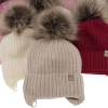 Czapka i komin dla dziewczynki zimowy komplet, szary, 100% wełniany merino, wiązany Junika-3