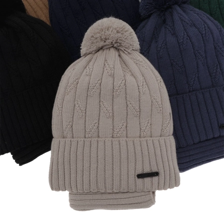 Czapka i komin dla chłopca zimowy komplet, niebieski, z pomponem, wełniany merino Talar-5