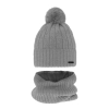 Czapka i komin dla chłopca zimowy komplet, szary, z pomponem, wełniany merino Talar-2