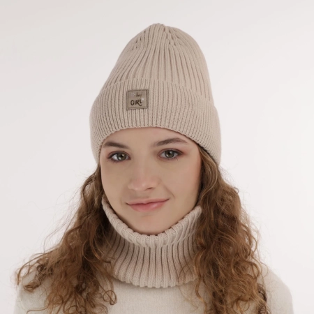 Czapka i komin dla dziewczynki zimowy komplet, fioletowy, Georgina-2