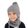 Czapka i komin dla chłopca zimowy komplet, khaki, z pomponem Carlo-3