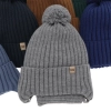 Czapka i komin dla chłopca zimowy komplet, khaki, z pomponem Carlo-4